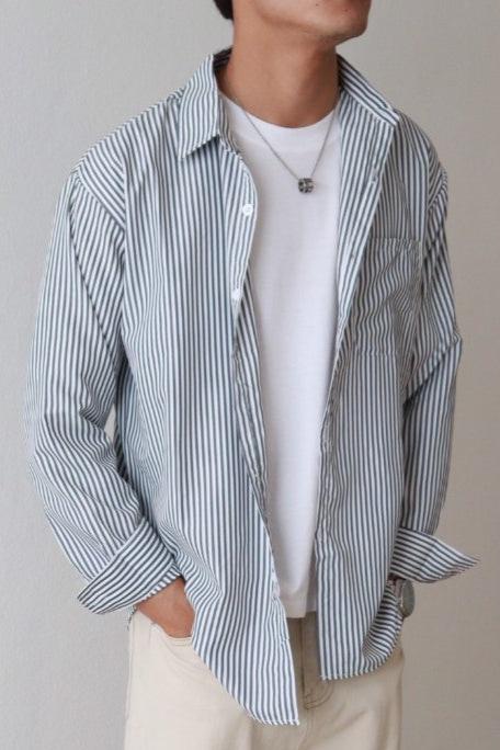 Blue stripe long sleeve shirt