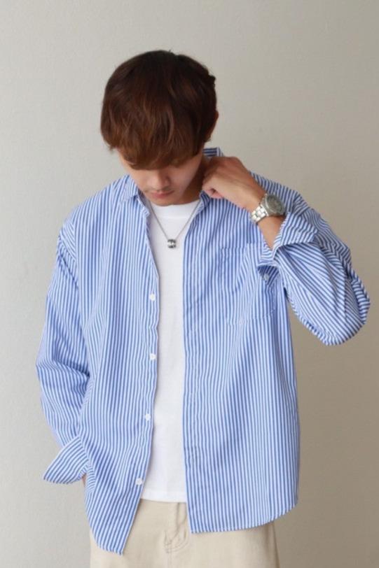 Blue stripe long sleeve shirt