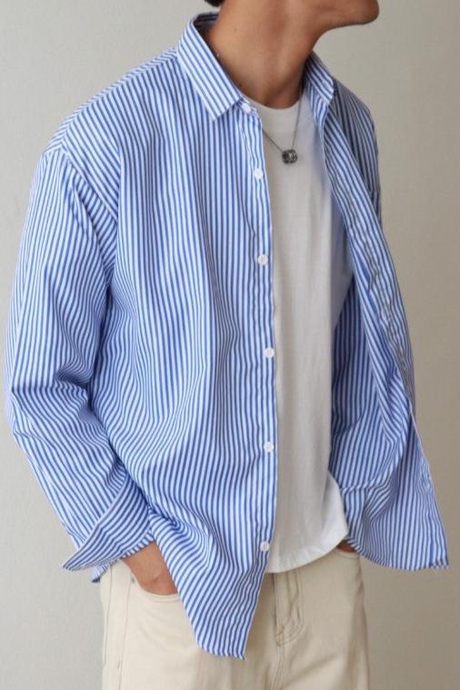 Blue stripe long sleeve shirt