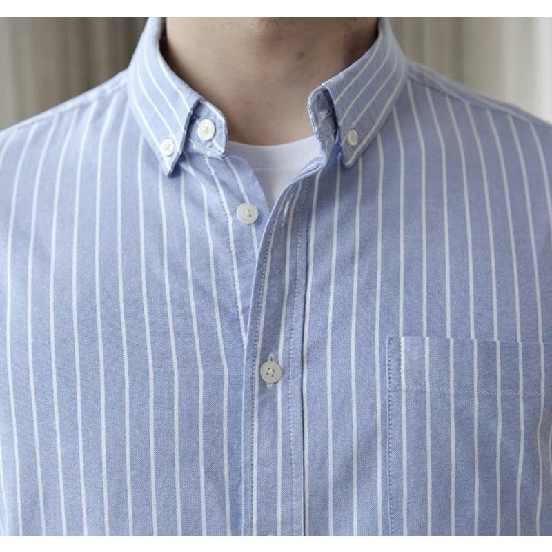 Oxford short sleeves stripe shirt