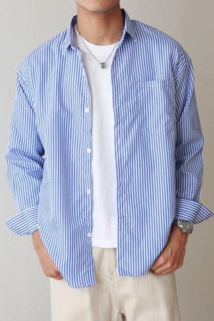 Blue stripe long sleeve shirt