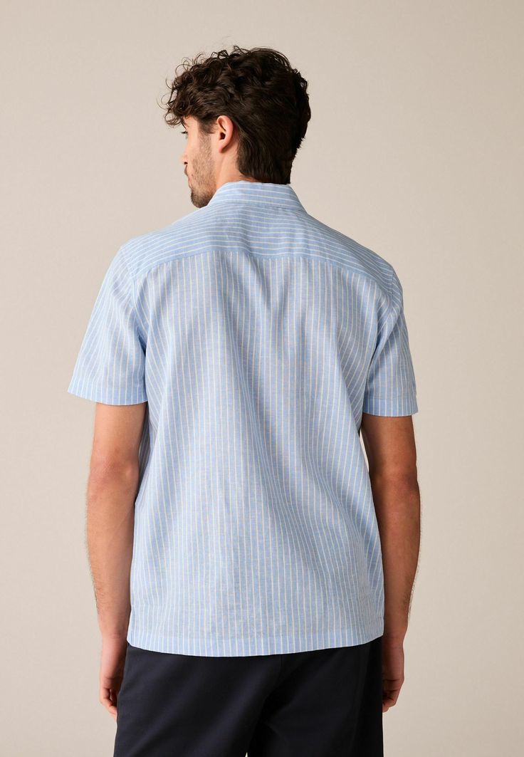 Oxford short sleeves stripe shirt