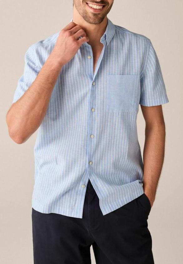 Oxford short sleeves stripe shirt